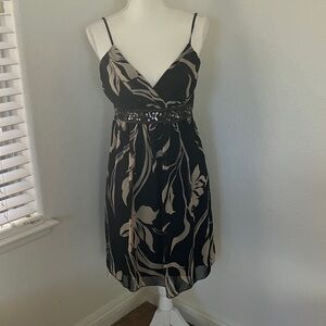 Vintage Rampage Black Strapless Floral-Print Dress with Sequin Waist